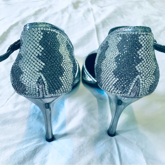 Stylo Diamanté Studded High Heels Grey/Silver Size 41 EU (US 9) - Picture 6 of 7